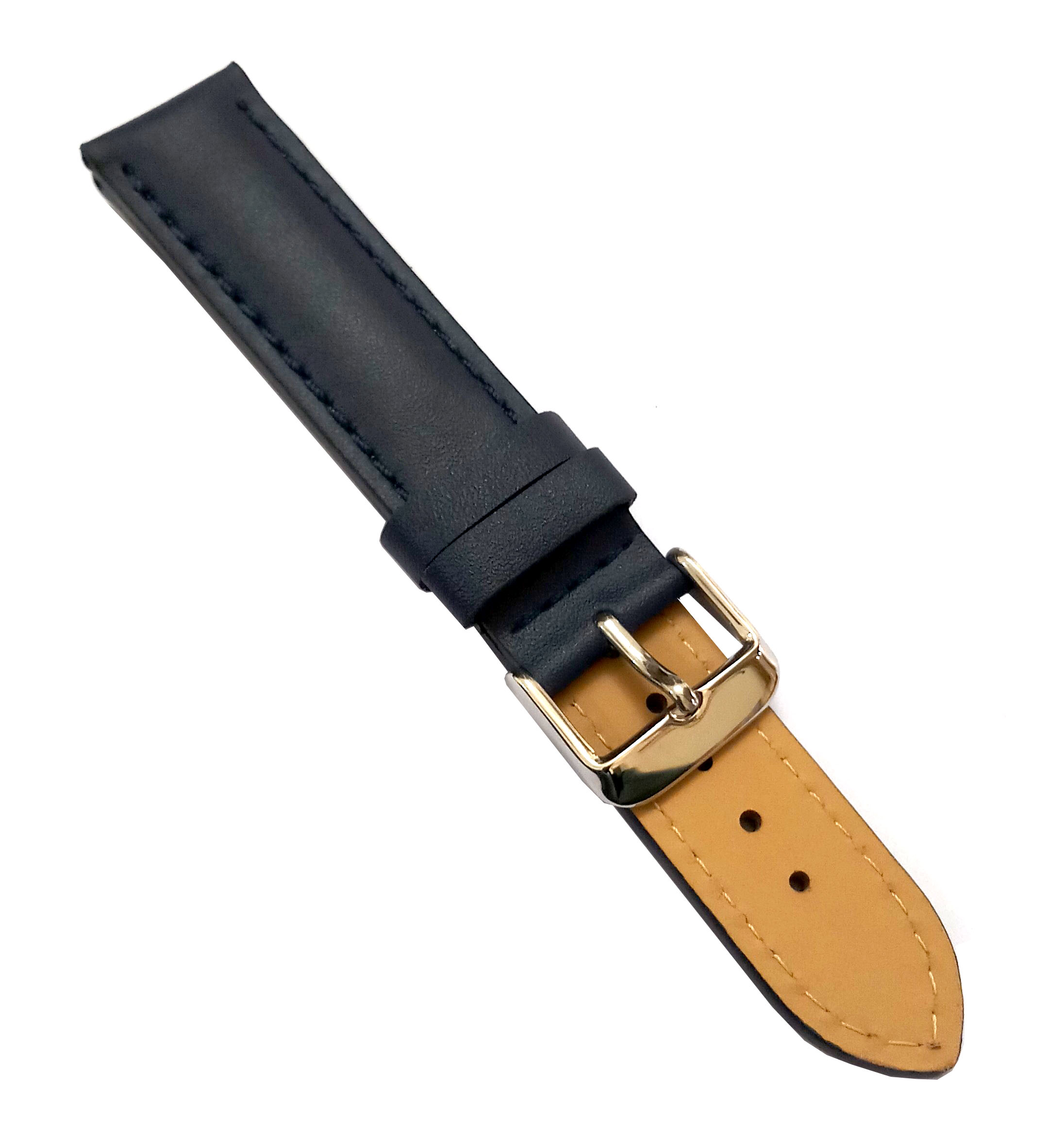 21mm Genuine Leather Watch Band Strap Fits SEA DWELLER DEEPSEA 116660 Black With Black Stich Silver Buckle - Image 4