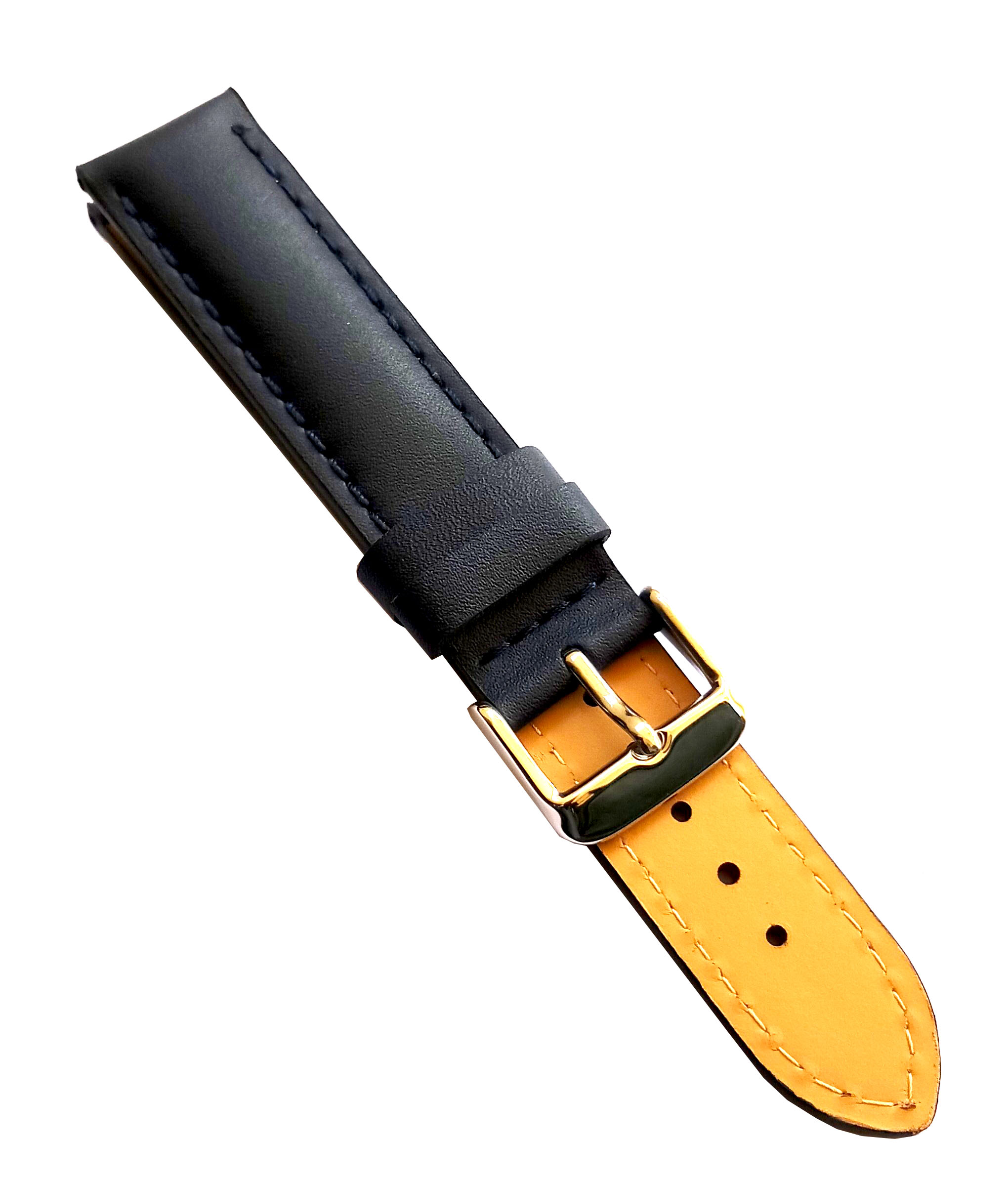 23mm Genuine Leather Watch Band Strap Fits SANTOS 100 XL W20073X8 Black With Black Stich Golden Buckle - Image 4