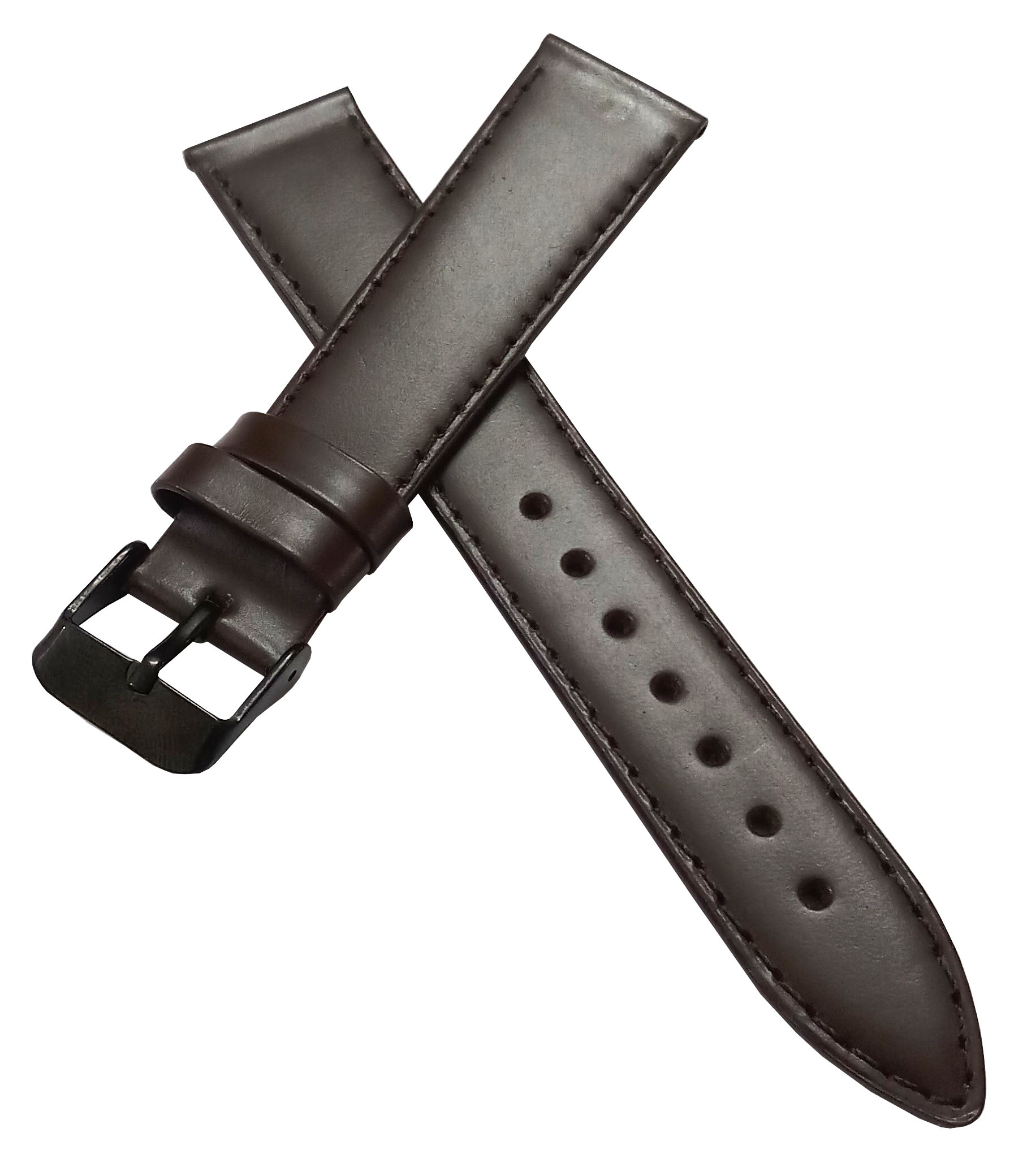 18mm Genuine Leather Watch Band Strap Fits 11255 SIGTURE II Dark Brown Black Pin Buckle - Image 4