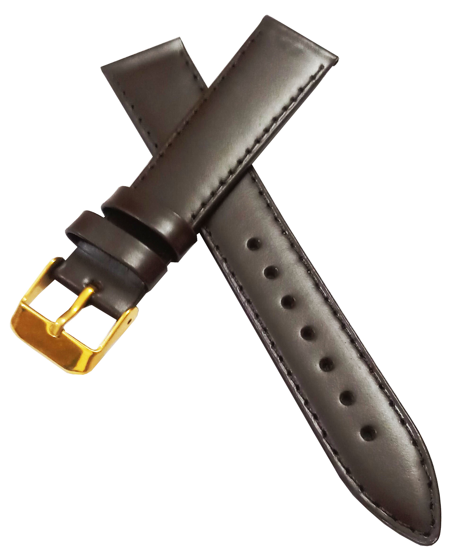 18mm Genuine Leather Watch Band Strap Fits 45-45.5MM Planet Ocean SEAMASTER Dark Brown Golden Pin Buckle - Image 4