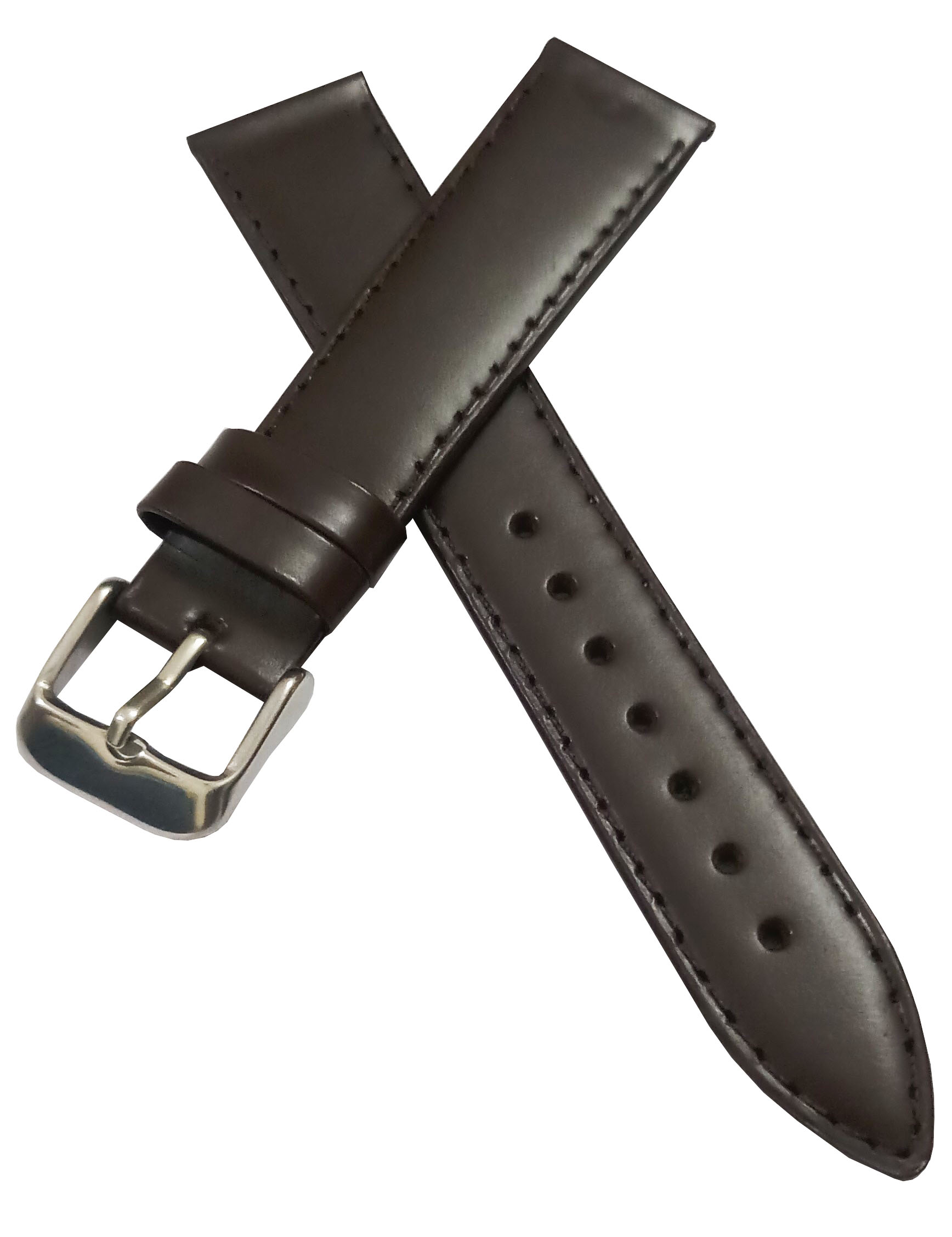 18mm Genuine Leather Watch Band Strap Fits 11255 SIGTURE II Dark Brown Silver Pin Buckle - Image 4