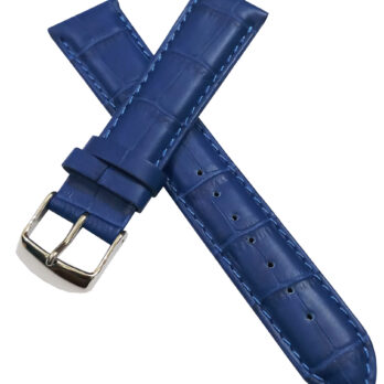 18mm Genuine Leather Watch Band Strap Fits 5850 Blue Silver Buckle-E5