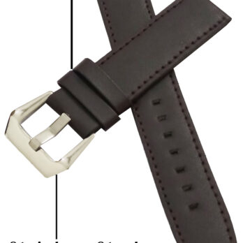 20mm Genuine Leather Watch Band Strap Fits HYDRO CONQUEST Brown With Brown Stich Pin Buckle