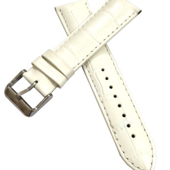 22mm Genuine Leather Watch Band Strap Fits HYDRO CONQUEST White With White Stich Pin Buckle