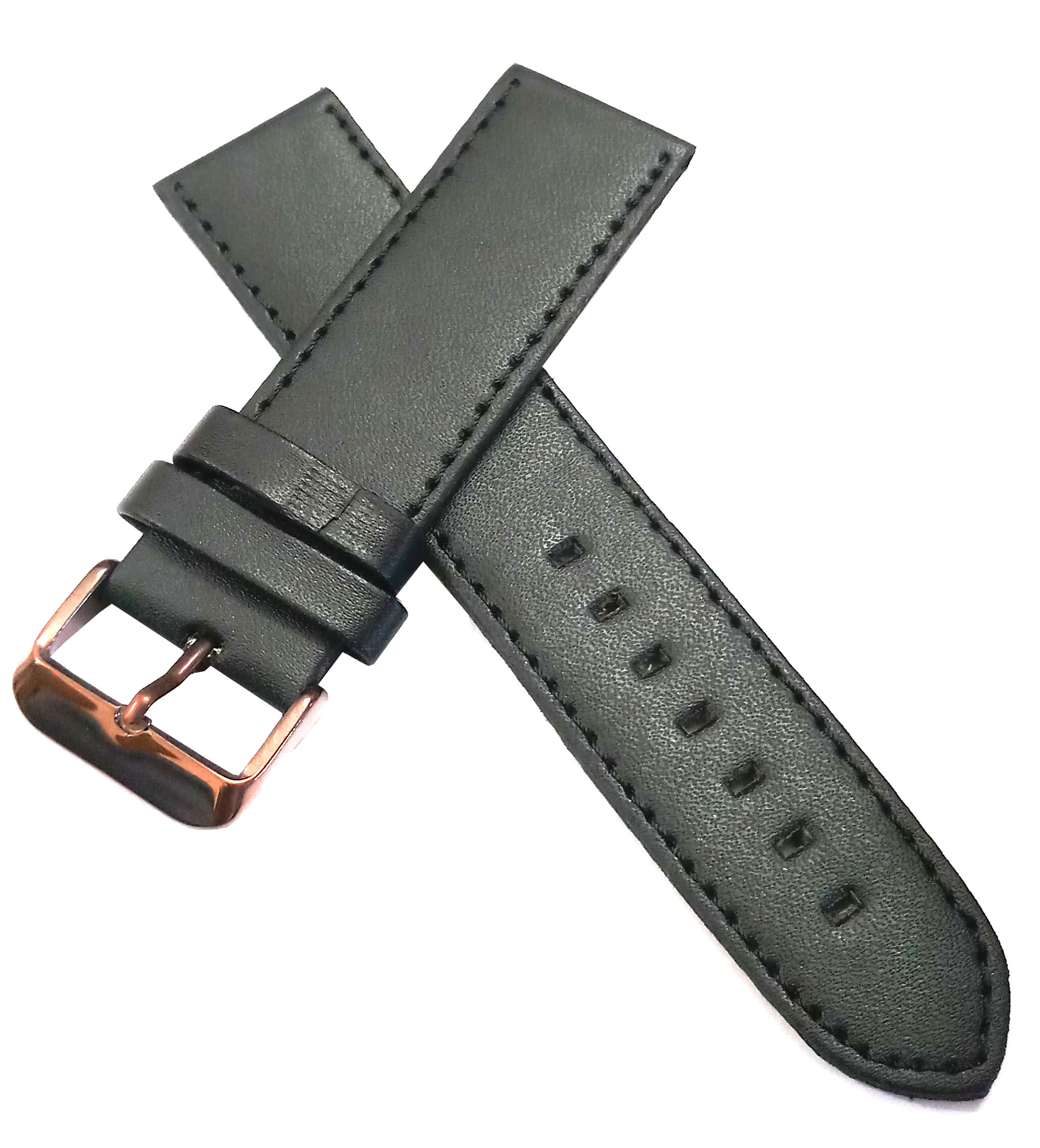 22mm Genuine Leather Watch Band Strap Fits SUPEROCEAN PORTHOLE Black Brown Pin Buckle - Image 3