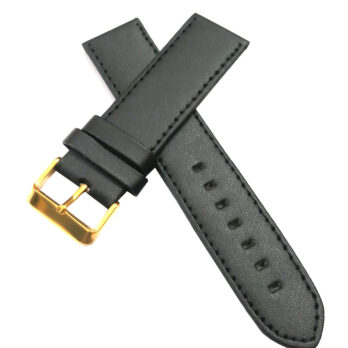 22mm Genuine Leather Watch Band Strap Fits HYDRO CONQUEST Black Yellow Pin Buckle