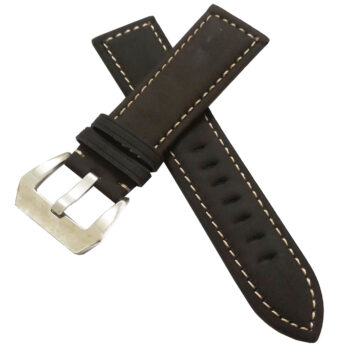 22mm Genuine Leather Watch Band Strap Fits 11255 SIGTURE II Dark Brown With Brown Stich Pin Buckle