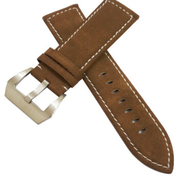 24mm Genuine Leather Watch Band Strap Fits 11255 SIGTURE II Light Brown With White Stich Pin Buckle