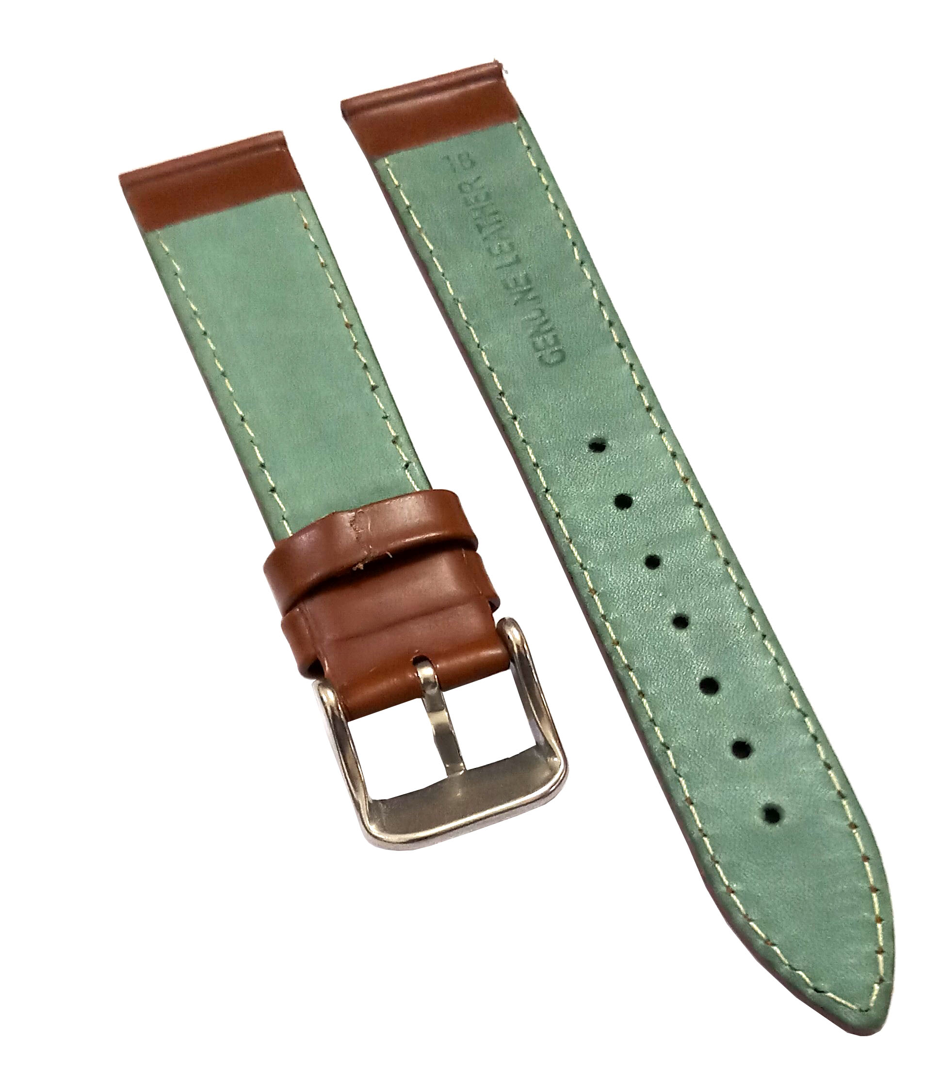 18mm Genuine Leather Watch Band Strap Fits 11255 SIGTURE II Light Brown Silver Pin Buckle - Image 5