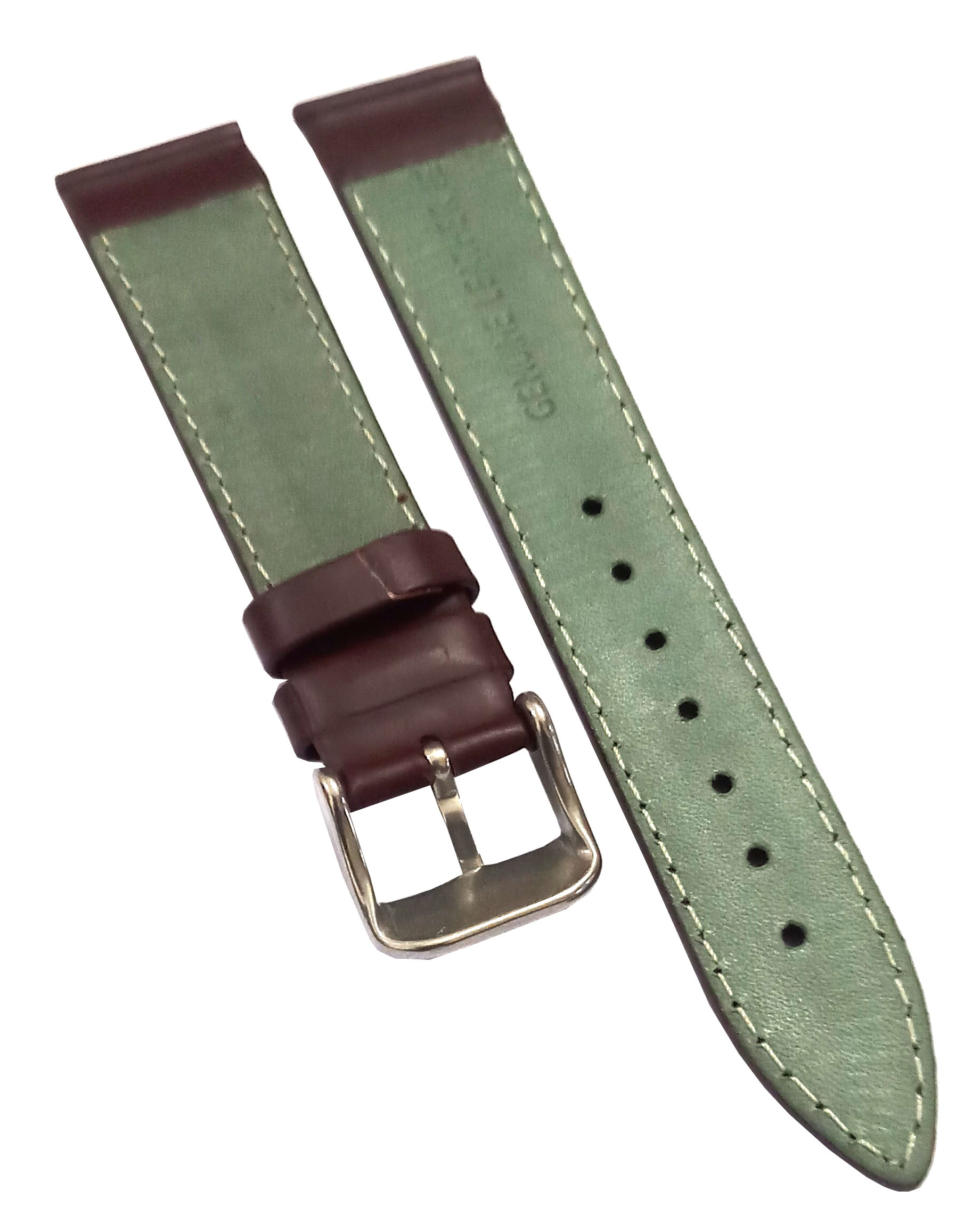 18mm Genuine Leather Watch Band Strap Fits 45-45.5MM Planet Ocean SEAMASTER Brown Silver Pin Buckle - Image 5