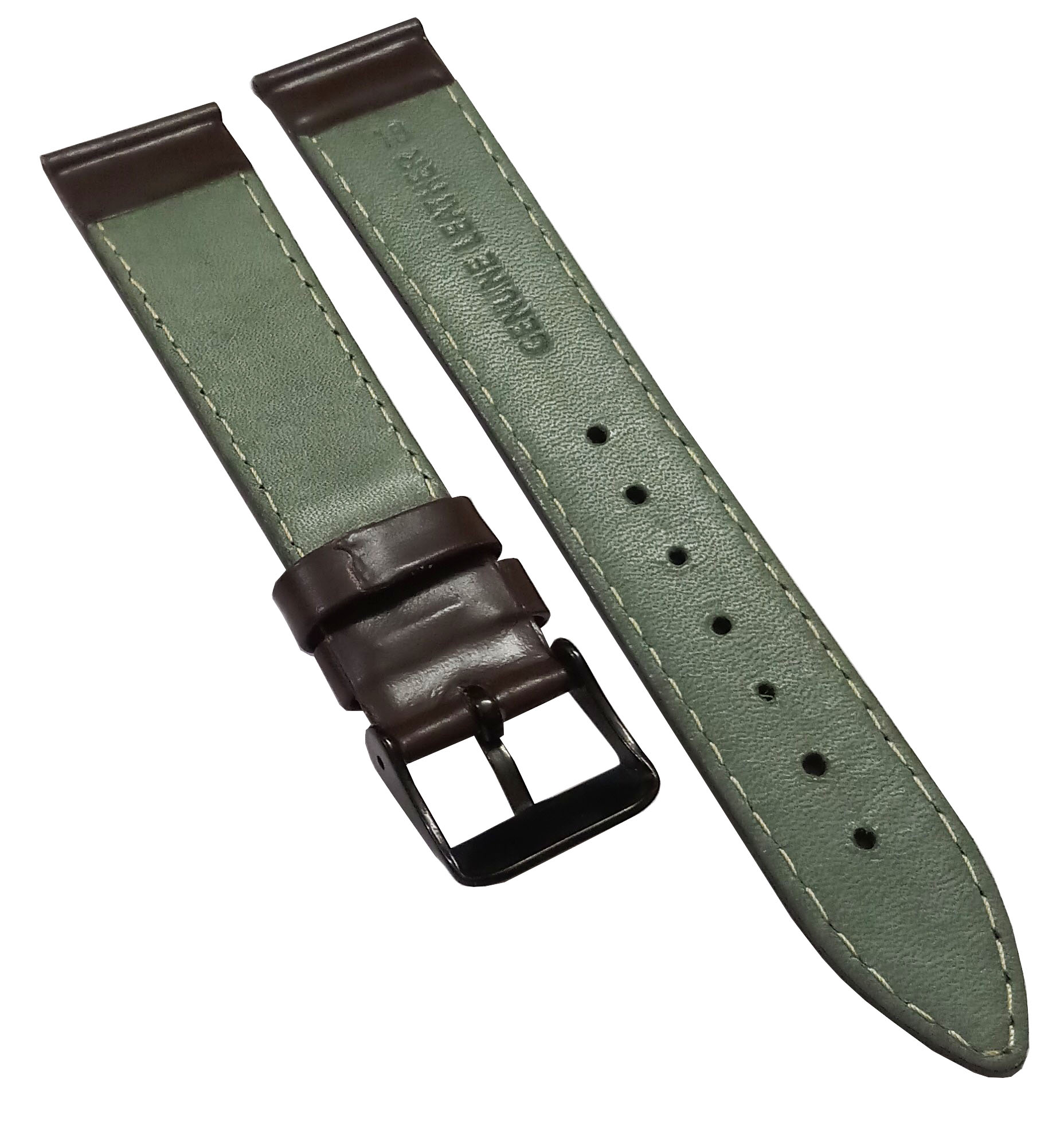 18mm Genuine Leather Watch Band Strap Fits 11255 SIGTURE II Dark Brown Black Pin Buckle - Image 5
