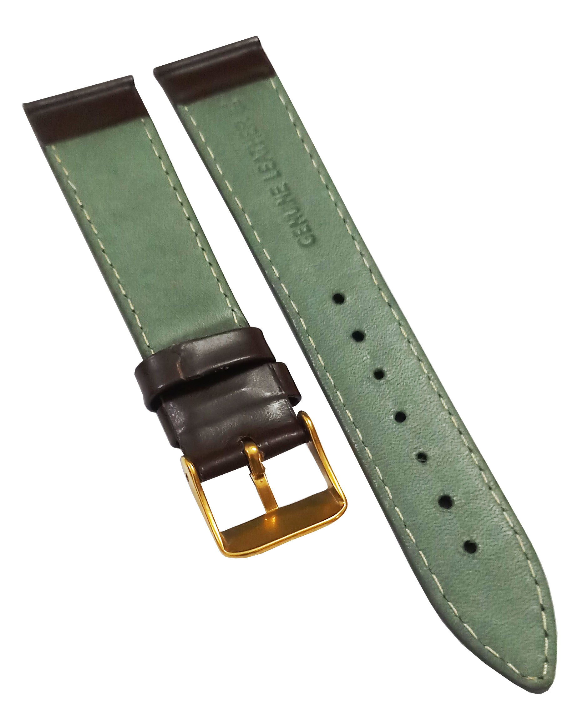 18mm Genuine Leather Watch Band Strap Fits 45-45.5MM Planet Ocean SEAMASTER Dark Brown Golden Pin Buckle - Image 5