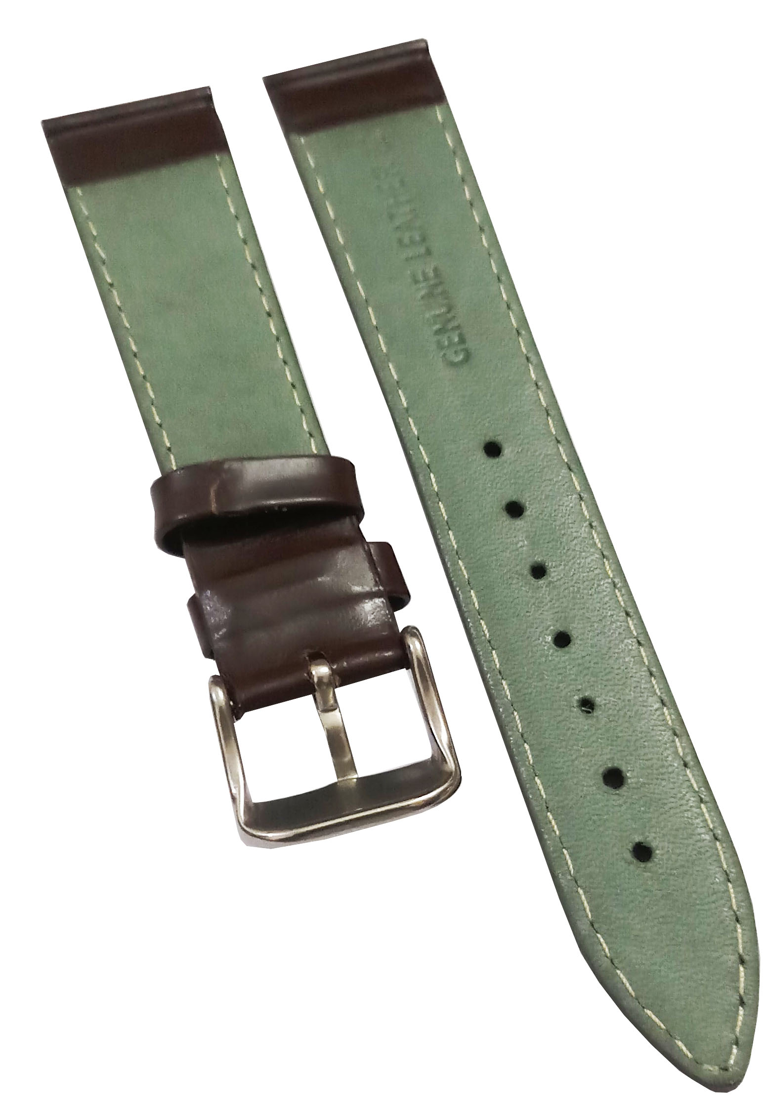 18mm Genuine Leather Watch Band Strap Fits 11255 SIGTURE II Dark Brown Silver Pin Buckle - Image 5