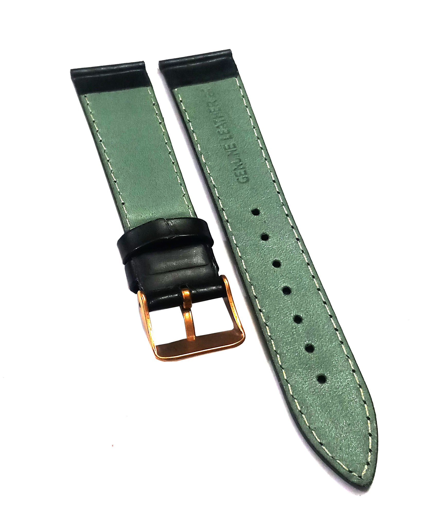 18mm Genuine Leather Watch Band Strap Fits 1326 GMT 11255 SIGTURE II Black Yellow Pin Buckle - Image 5