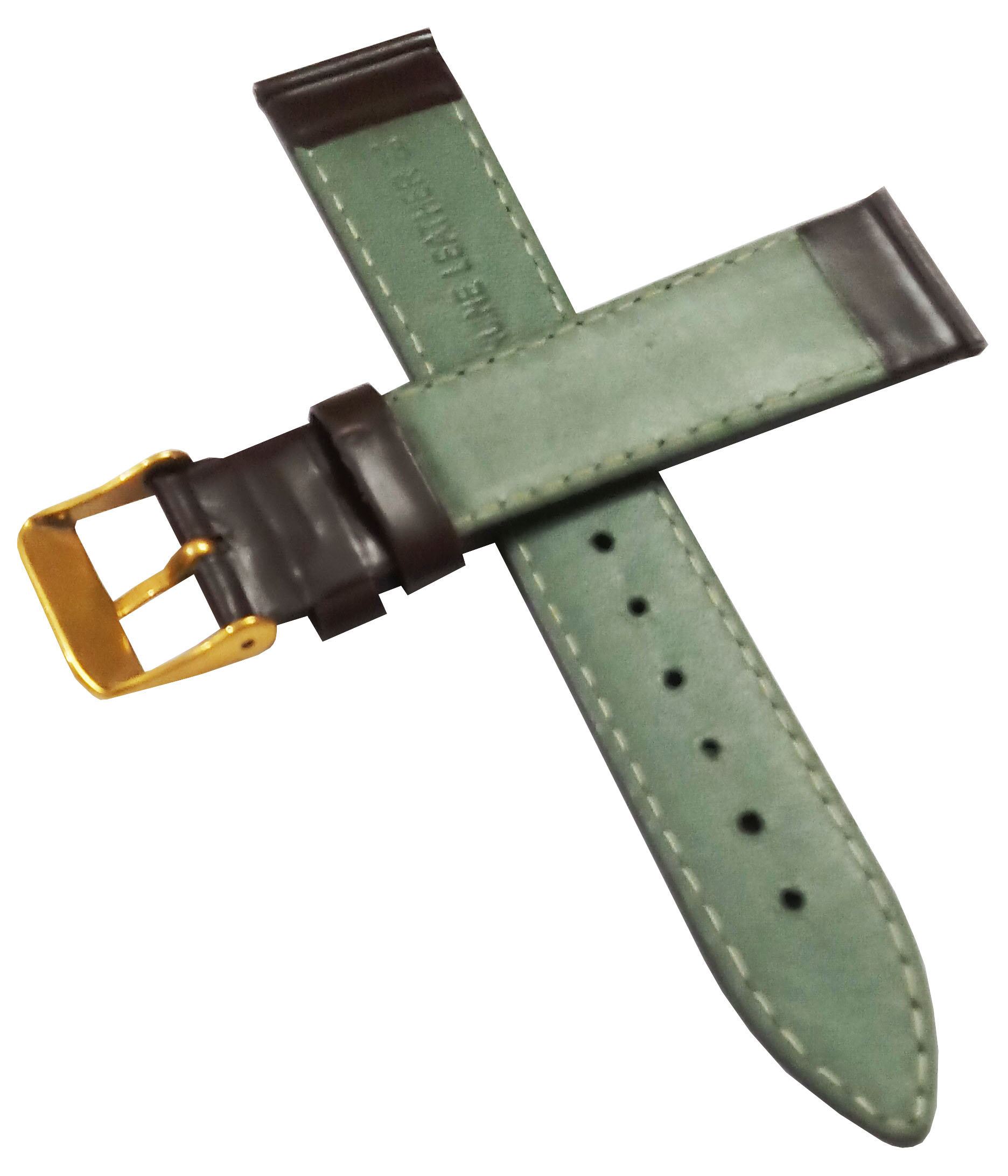 18mm Genuine Leather Watch Band Strap Fits 45-45.5MM Planet Ocean SEAMASTER Dark Brown Golden Pin Buckle - Image 6
