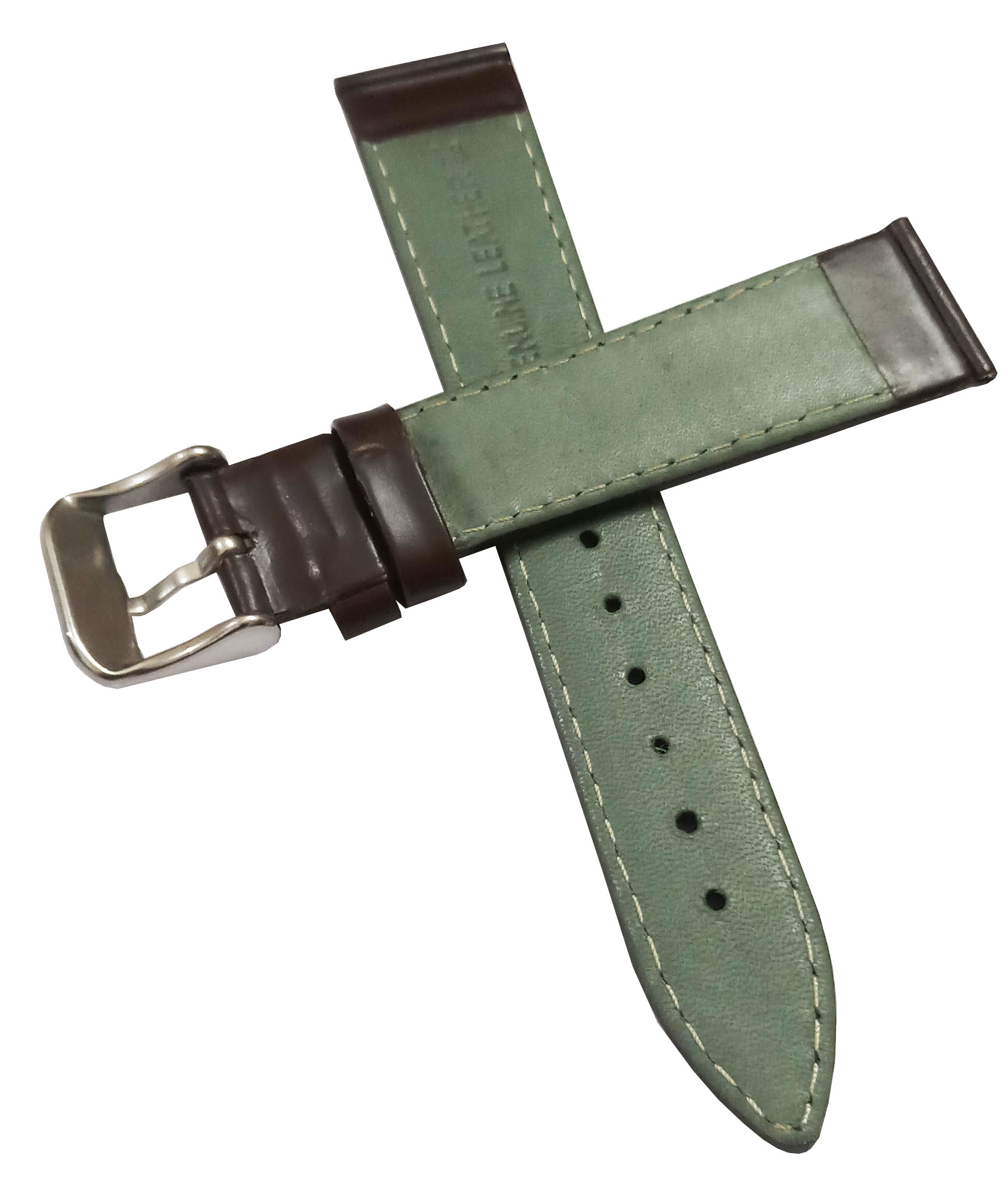 18mm Genuine Leather Watch Band Strap Fits 11255 SIGTURE II Dark Brown Silver Pin Buckle - Image 6