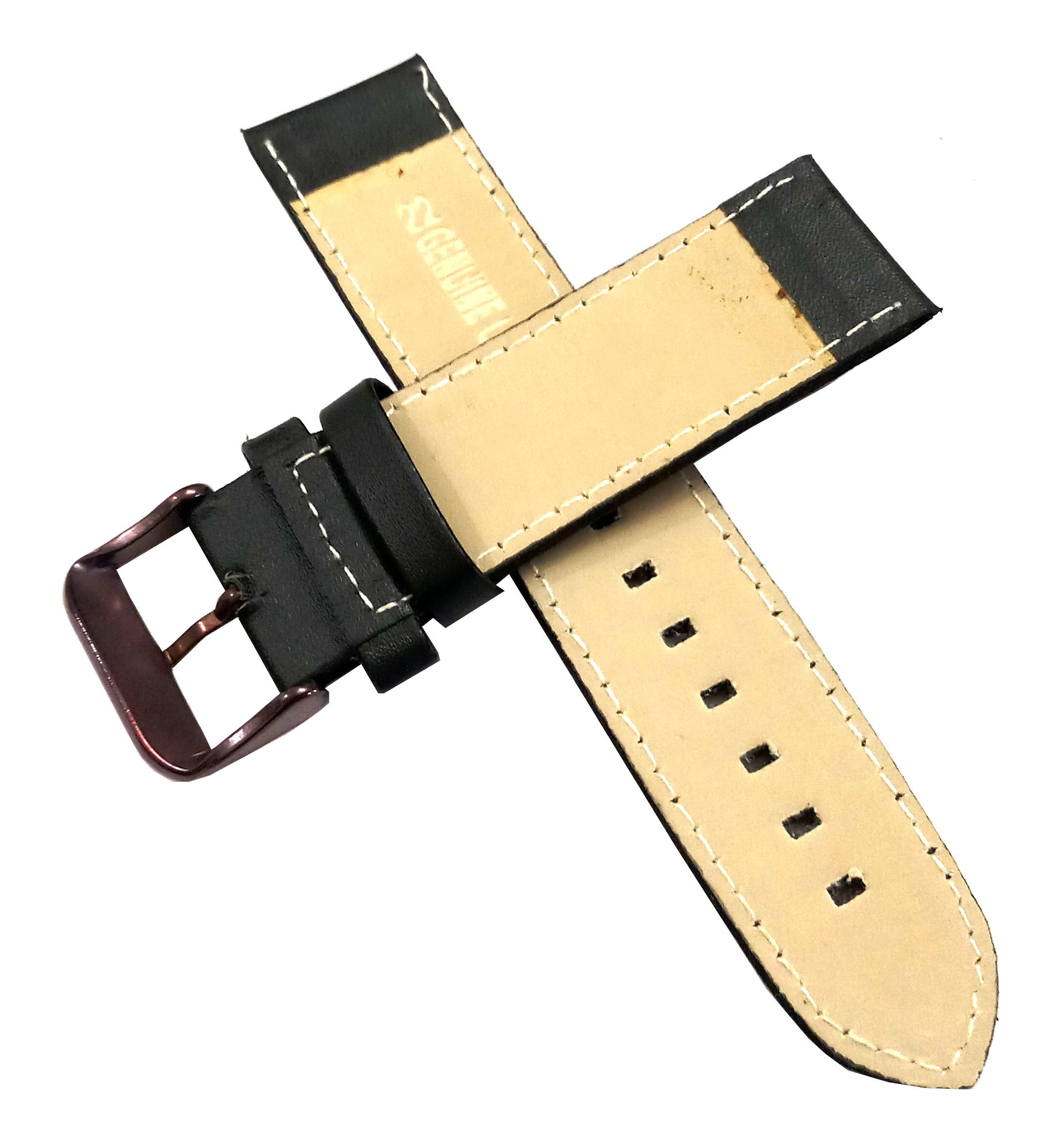 22mm Genuine Leather Watch Band Strap Fits SUPEROCEAN PORTHOLE Black Brown Pin Buckle - Image 6
