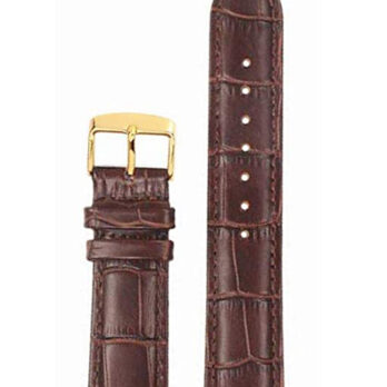 17mm Genuine Leather Brown Watch Band Strap for Men and Women | Comfortable and Durable Material | Yellow Buckle-A1