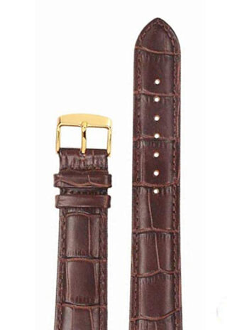 17mm Genuine Leather Brown Watch Band Strap for Men and Women | Comfortable and Durable Material | Yellow Buckle-A1