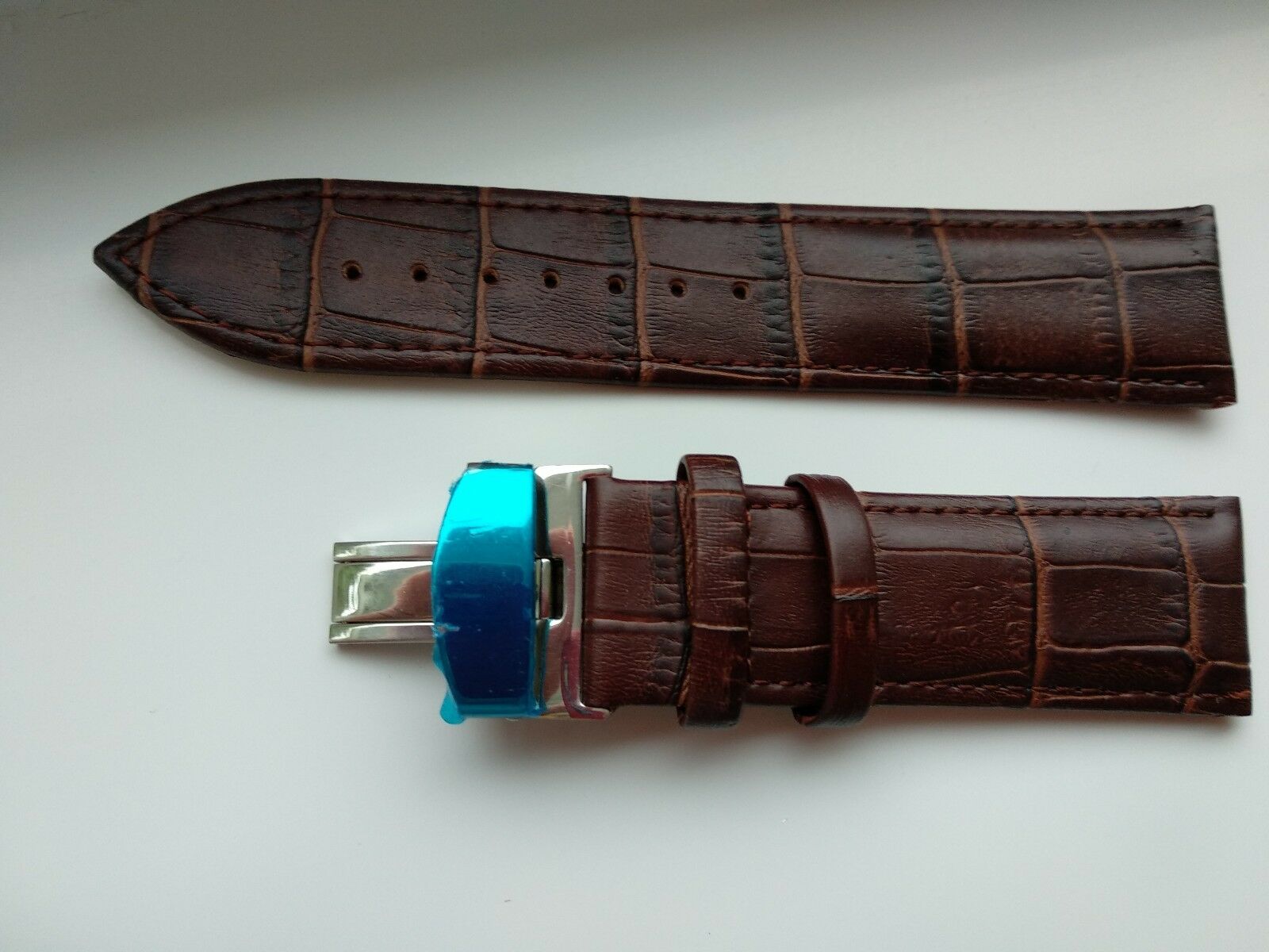 23mm Genuine Leather Watch Band Strap Fits SANTOS 100 XL W20073X8 Brown Deployment Silver Buckle-BS7 - Image 3