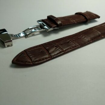23mm Genuine Leather Brown Watch Band Strap for Men and Women | Comfortable and Durable Material | Deployment Silver Buckle-D5
