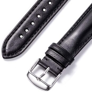 24mm Genuine Leather Watch Band Strap Fits  CLASSIMA 8692 8733 Black Silver Buckle-S-1