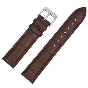 17mm Genuine Leather Brown Watch Band Strap for Men and Women | Comfortable and Durable Material | Silver Buckle-A1