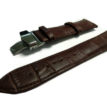 23mm Genuine Leather Brown Watch Band Strap for Men and Women | Comfortable and Durable Material | Deployment Silver Buckle-D5
