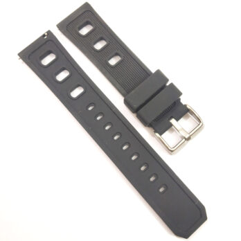 22mm Silicone Rubber Watch Band Strap Black Pin Buckle-B-26