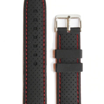 22mm Silicone Rubber Watch Band Strap Fits HYDRO CONQUEST Black W Red Pin