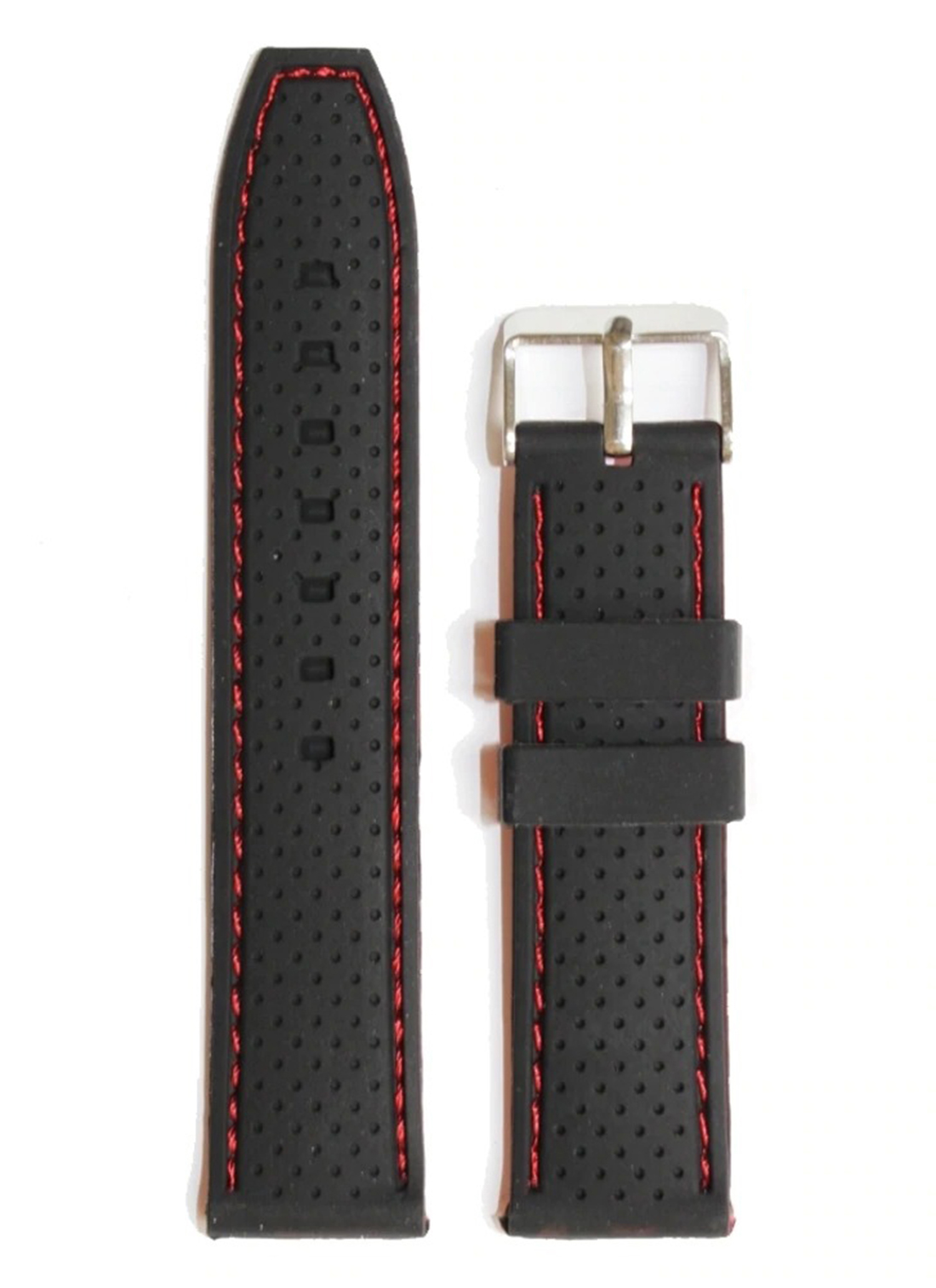 22mm Silicone Rubber Watch Strap Fits KHAKI X-WND H776460 WATCH Black W Red Pin