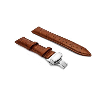 18mm Genuine Leather Tan Watch Band Strap for Men and Women | Comfortable and Durable Material | Deployment Silver Buckle-D1