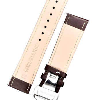23mm Genuine Leather Brown Watch Band Strap for Men and Women | Comfortable and Durable Material | Deployment Silver Buckle-D4