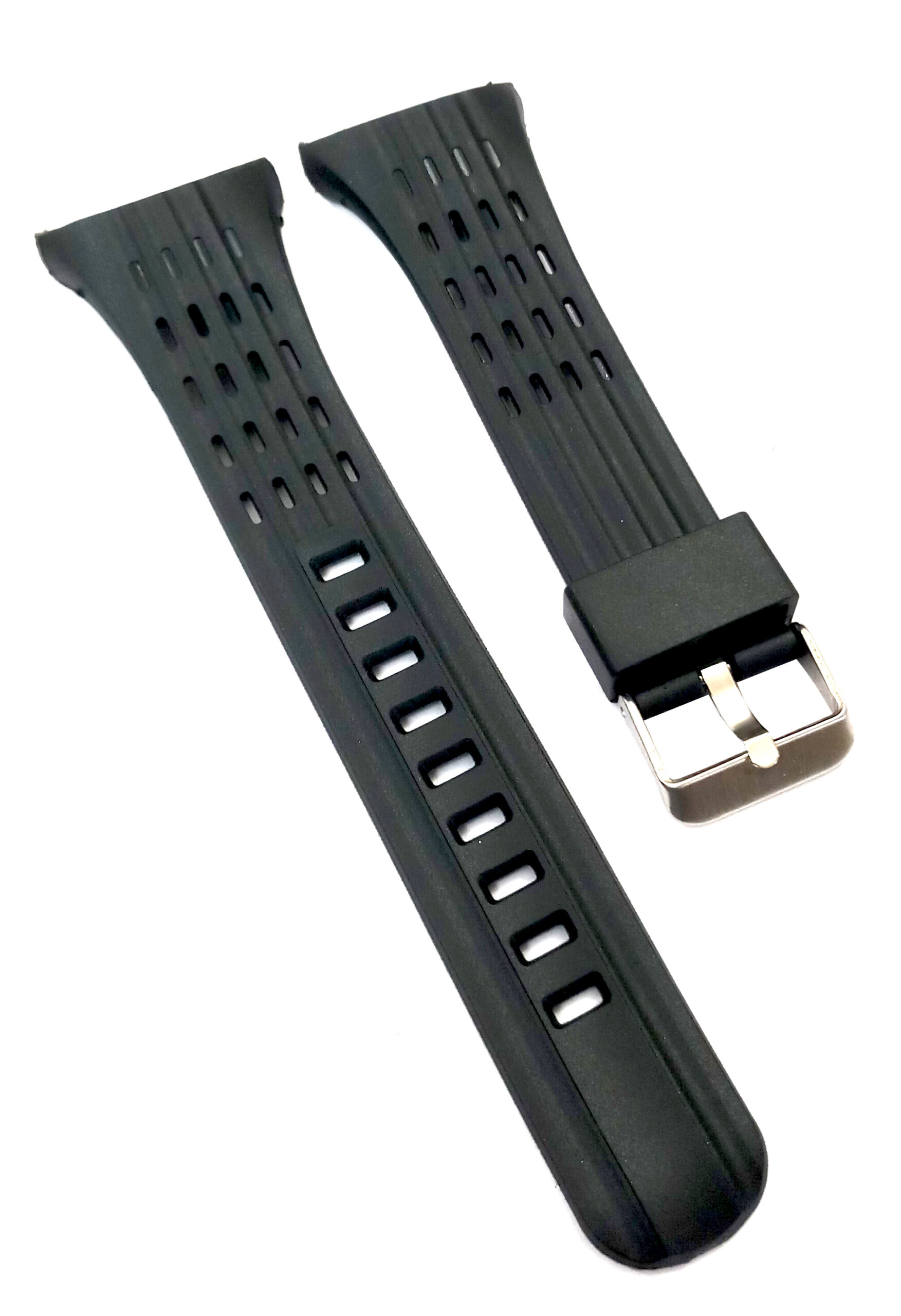 Pu Rubber Black Watch Band Strap for Men and Women | Comfortable and Durable Material | Silver Buckle-1219 - Image 4