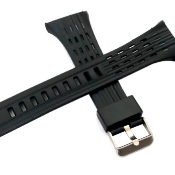 Pu Rubber Black Watch Band Strap for Men and Women | Comfortable and Durable Material | Silver Buckle-1219
