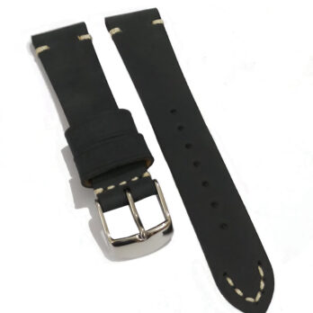 19mm Genuine Leather Watch Band Strap Fits 1002 14010 14010M 1400 1500 1505 5500 Black Silver Buckle-B1