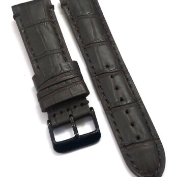 22mmm Genuine Leather Dark Brown With Brown Stich Watch Band Strap for Men and Women | Comfortable and Durable Material | Black Buckle