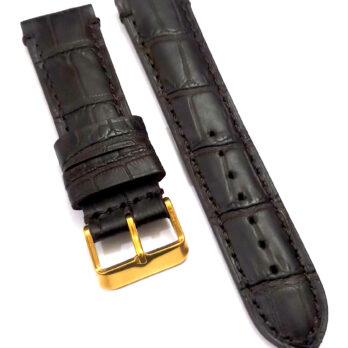 22mmm Genuine Leather Dark Brown With Brown Stich Watch Band Strap for Men and Women | Comfortable and Durable Material | Golden Buckle