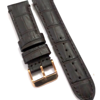 22mmm Genuine Leather Dark Brown With Brown Stich Watch Band Strap for Men and Women | Comfortable and Durable Material | Rose Buckle