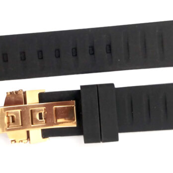 20mm Silicone Rubber Black Watch Band Strap for Men and Women | Comfortable and Durable Material | Deployment Golden Buckle
