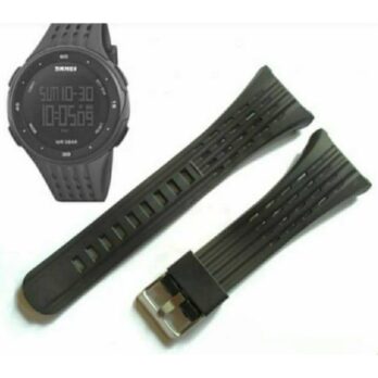 Pu Rubber Black Watch Band Strap for Men and Women | Comfortable and Durable Material | Silver Buckle-1219