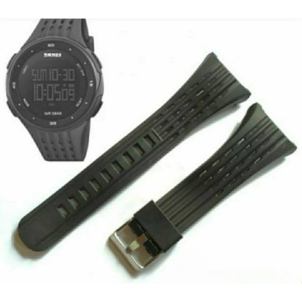 Pu Rubber Black Watch Band Strap for Men and Women | Comfortable and Durable Material | Silver Buckle-1219 - Image 2