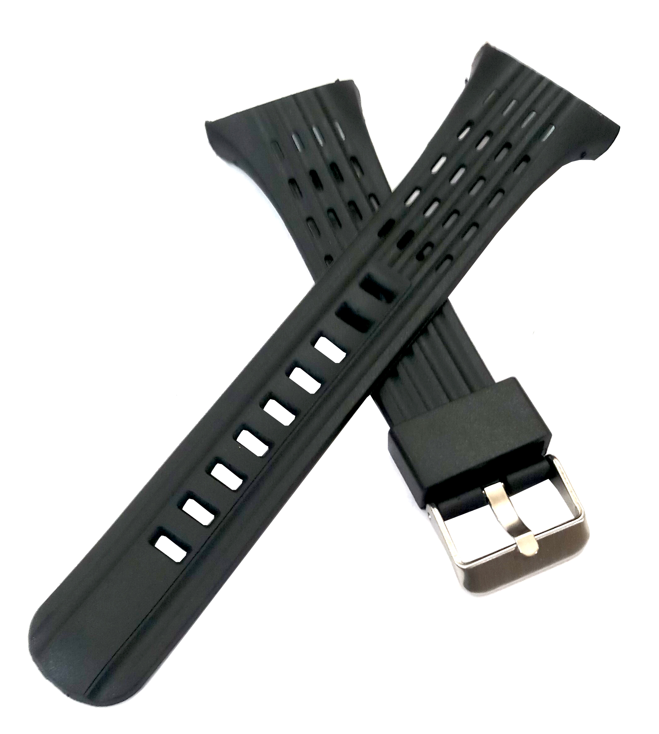 Pu Rubber Black Watch Band Strap for Men and Women | Comfortable and Durable Material | Silver Buckle-1219 - Image 6