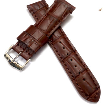22mmm Genuine Leather Brown With Brown Stich Watch Band Strap for Men and Women | Comfortable and Durable Material | Silver Buckle