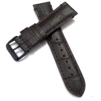 22mmm Genuine Leather Dark Brown With Brown Stich Watch Band Strap for Men and Women | Comfortable and Durable Material | Black Buckle