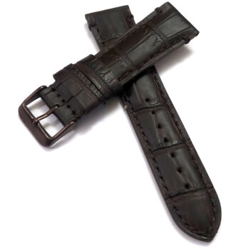 22mmm Genuine Leather Dark Brown With Brown Stich Watch Band Strap for Men and Women | Comfortable and Durable Material | Dark Brown Buckle