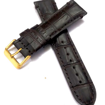22mmm Genuine Leather Dark Brown With Brown Stich Watch Band Strap for Men and Women | Comfortable and Durable Material | Golden Buckle