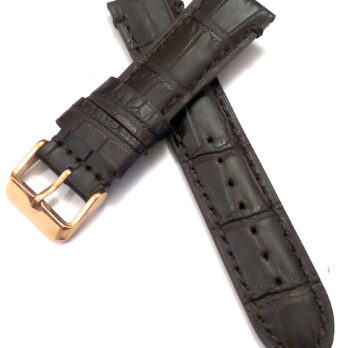 22mmm Genuine Leather Dark Brown With Brown Stich Watch Band Strap for Men and Women | Comfortable and Durable Material | Rose Buckle