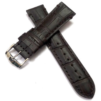 22mmm Genuine Leather Dark Brown With Brown Stich Watch Band Strap for Men and Women | Comfortable and Durable Material | Silver Buckle
