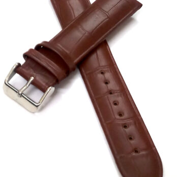 22mmm Genuine Leather Brown Brown Watch Band Strap for Men and Women | Comfortable and Durable Material | Silver Buckle